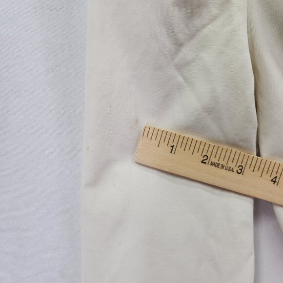 Blanc Noir Belted Coat Size Medium Puff Ruffle Trim Ivory Snap Button Midi - Picture 11 of 15